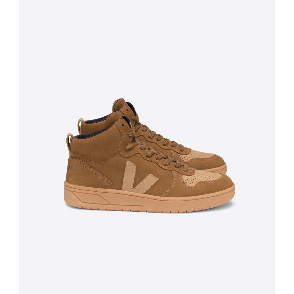 Women\'s Veja V-15 NUBUCK High Tops Brown | SG 367PJJ